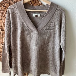 Tan knit hooded sweater